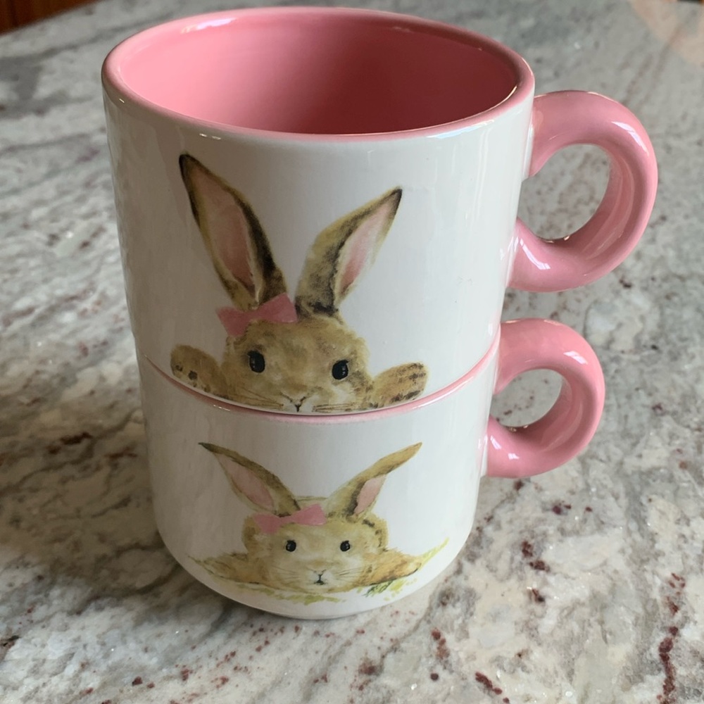 Hello Spring Bunny Stackable Mug Set